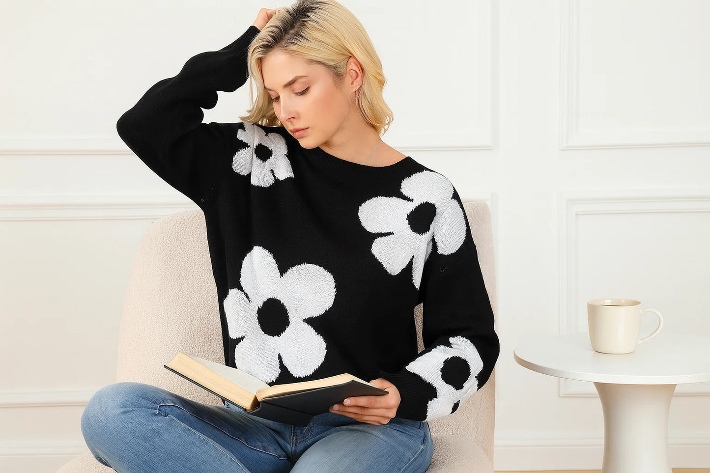 Pull Routia Maille Fleurie